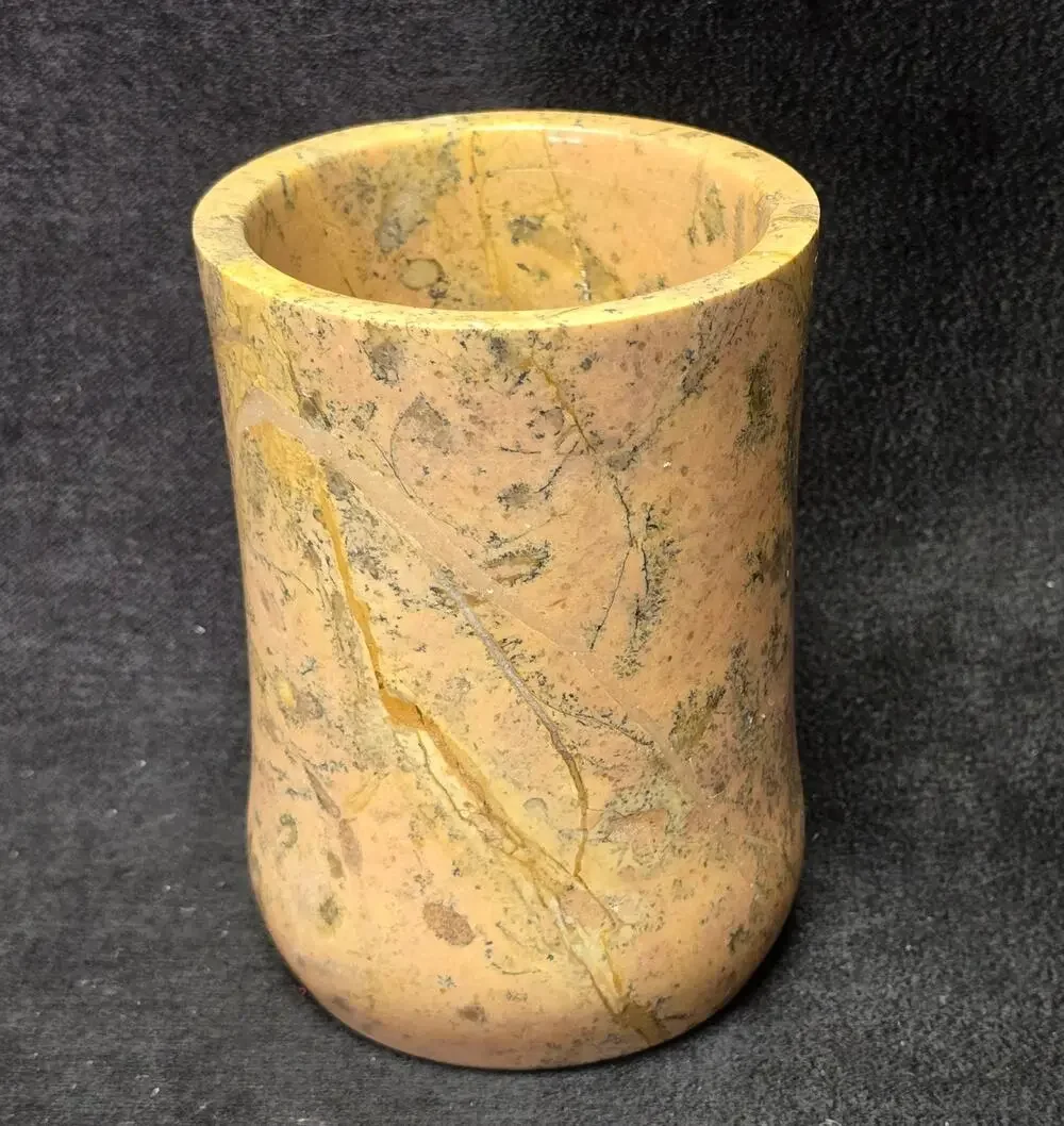 Vintage Scagliola Marble Stone Vase Modern Heavy Tumbler